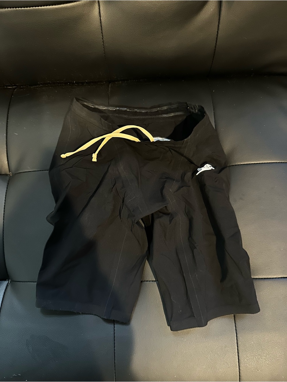 Speedo Black Swim Shorts with Yellow Drawstring